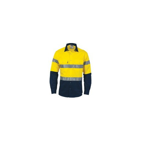 HiVis D/N 2 Tone Drill Shirt With Generic R/Tape L/S - 3982